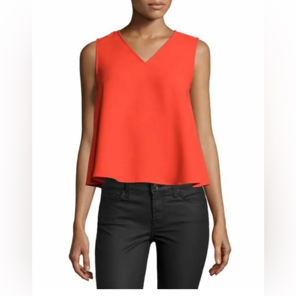 McQ ALEXANDER McQeen Blouse V Neck SOLD OUT Red Volume Sleeveless IT 34 XXS - Picture 1 of 5